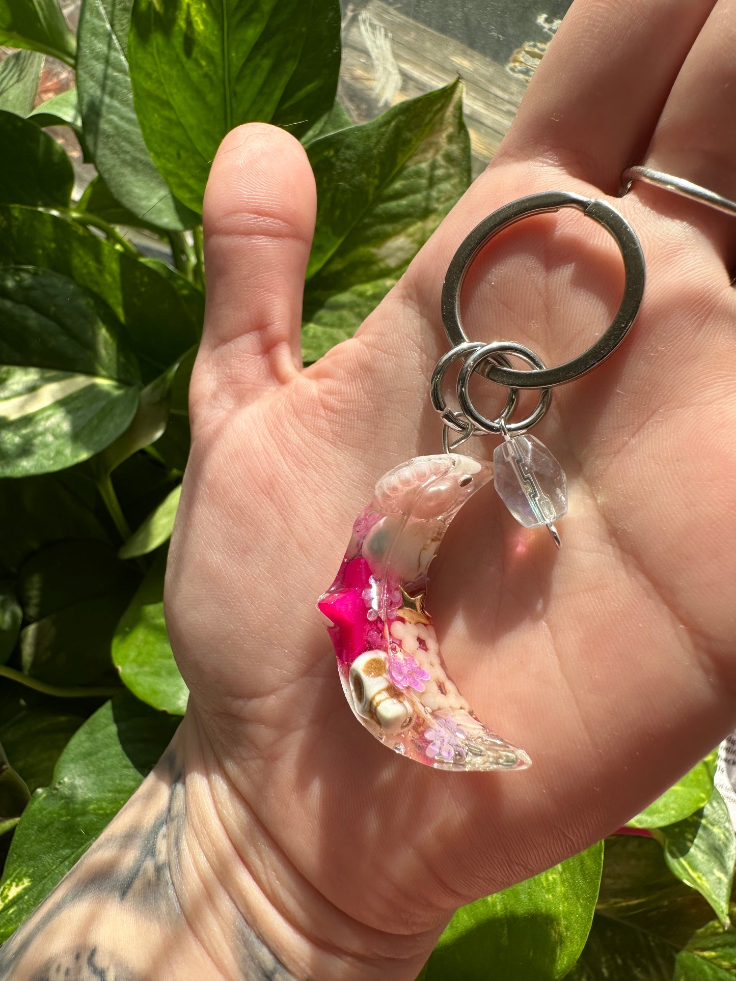 Pink Moon Keychain